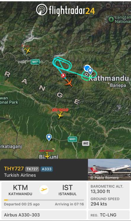 टर्किस एयरलाइन्सको दायाँ इन्जिनमा आगलागी, बायाँका भरमा कोलकाता ‘डाइभर्ट’