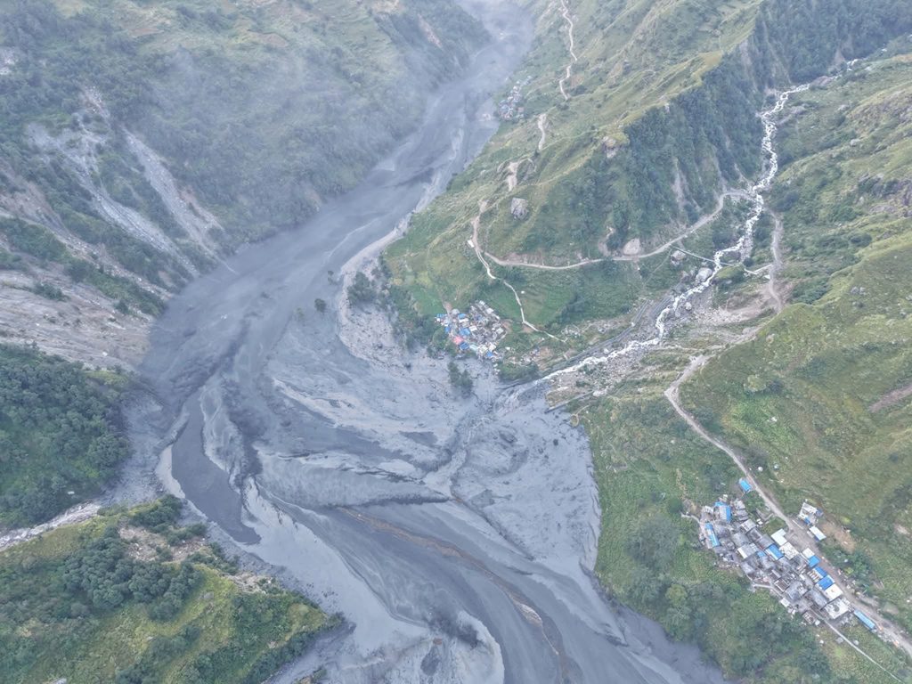 पहिरोले नदी थुनिएर फुट्दा बुढीगण्डकीमा आकस्मिक बाढी आएको प्रारम्भिक अनुमान