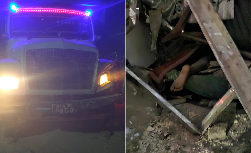 साँखुको सलम्बुटारस्थित आश्रयस्थलमा टिपर छिर्दा तीन जनाको मृत्यु