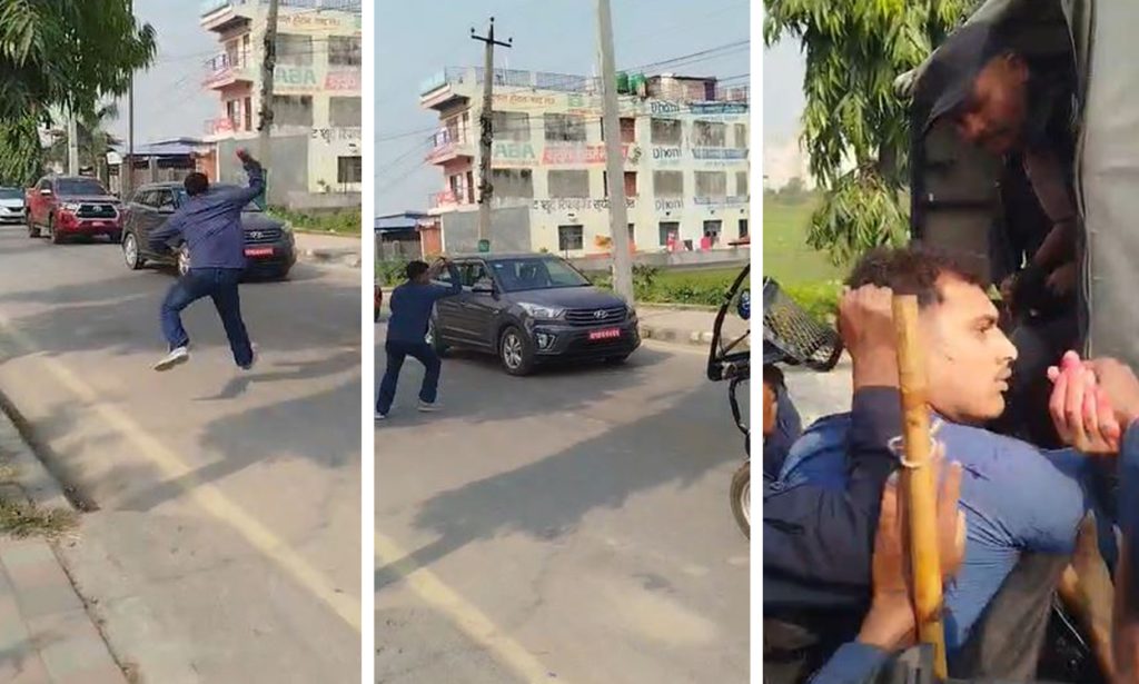 महेश बस्नेत सवार गाडीमा जेनजी युवाले छ्यापे रातो मसी