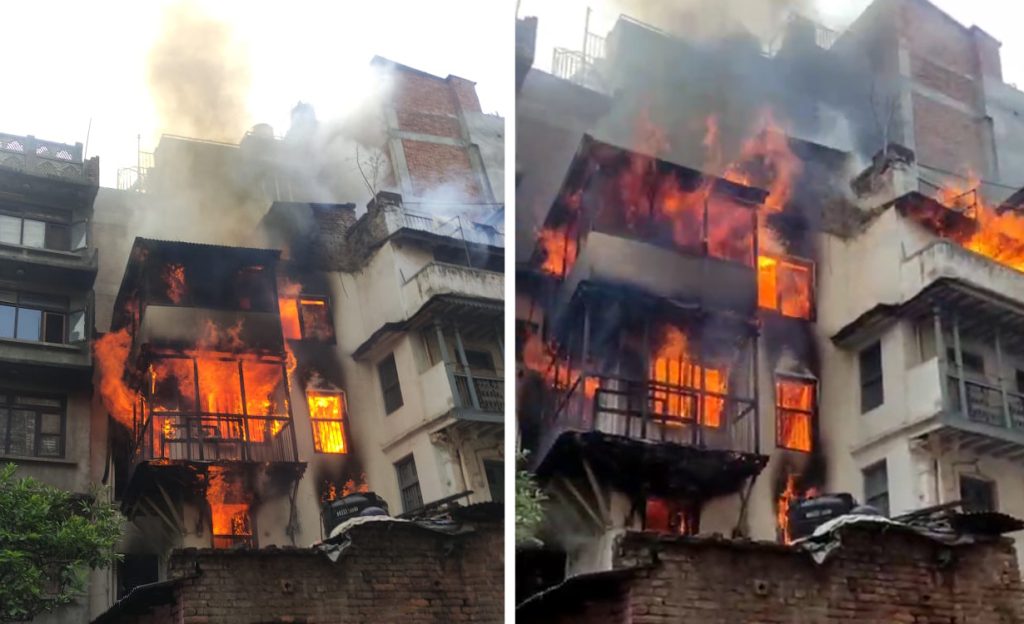 काठमाडौंको मखनटोलमा आगलागी हुँदा एक जनाको मृत्यु
