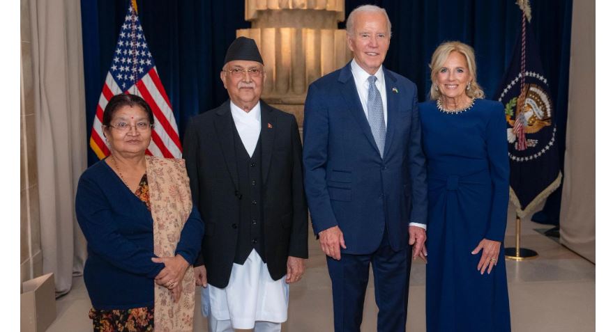 वाइडेनको स्वागत समारोहमा प्रधानमन्त्री ओली सहभागी