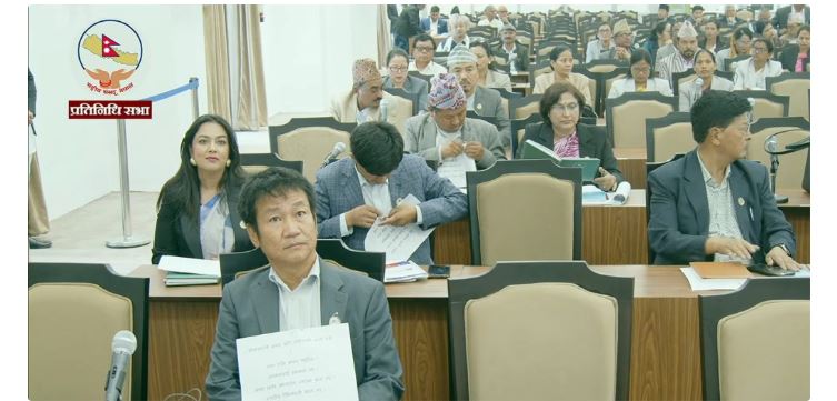 संसदमा प्ले कार्डसहित श्रम संस्कृति पार्टीको विरोध