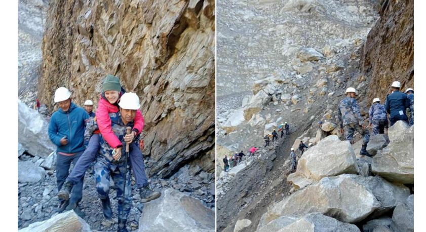 दोलखामा अलपत्र परेका ४ जना विदेशी पर्यटकको उद्धार